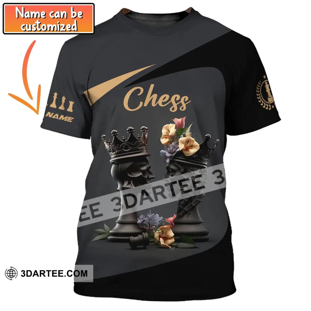 Unisex Shirt Custom Name Chess T-Shirt Game King Queen