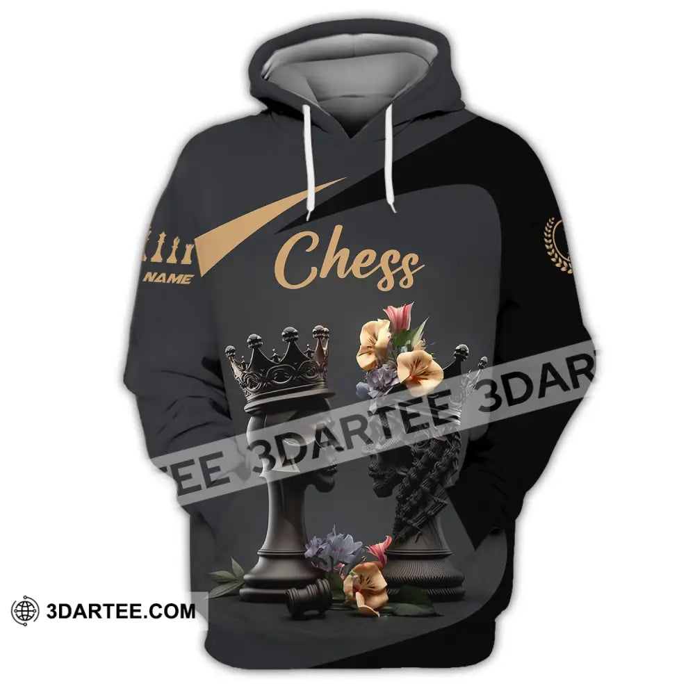 Unisex Shirt Custom Name Chess T-Shirt Game King Queen Hoodie / S