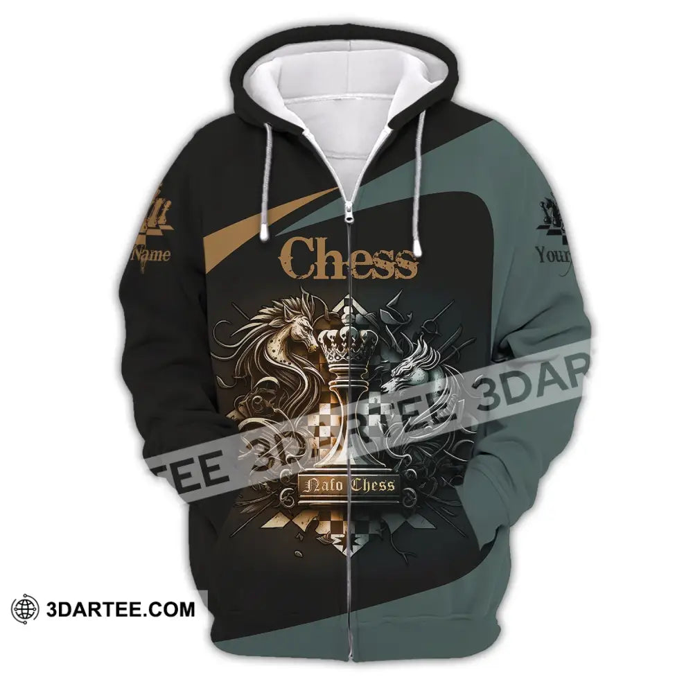 Unisex Shirt Custom Name Chess T-Shirt Nato Player Clothing Zipper Hoodie / S