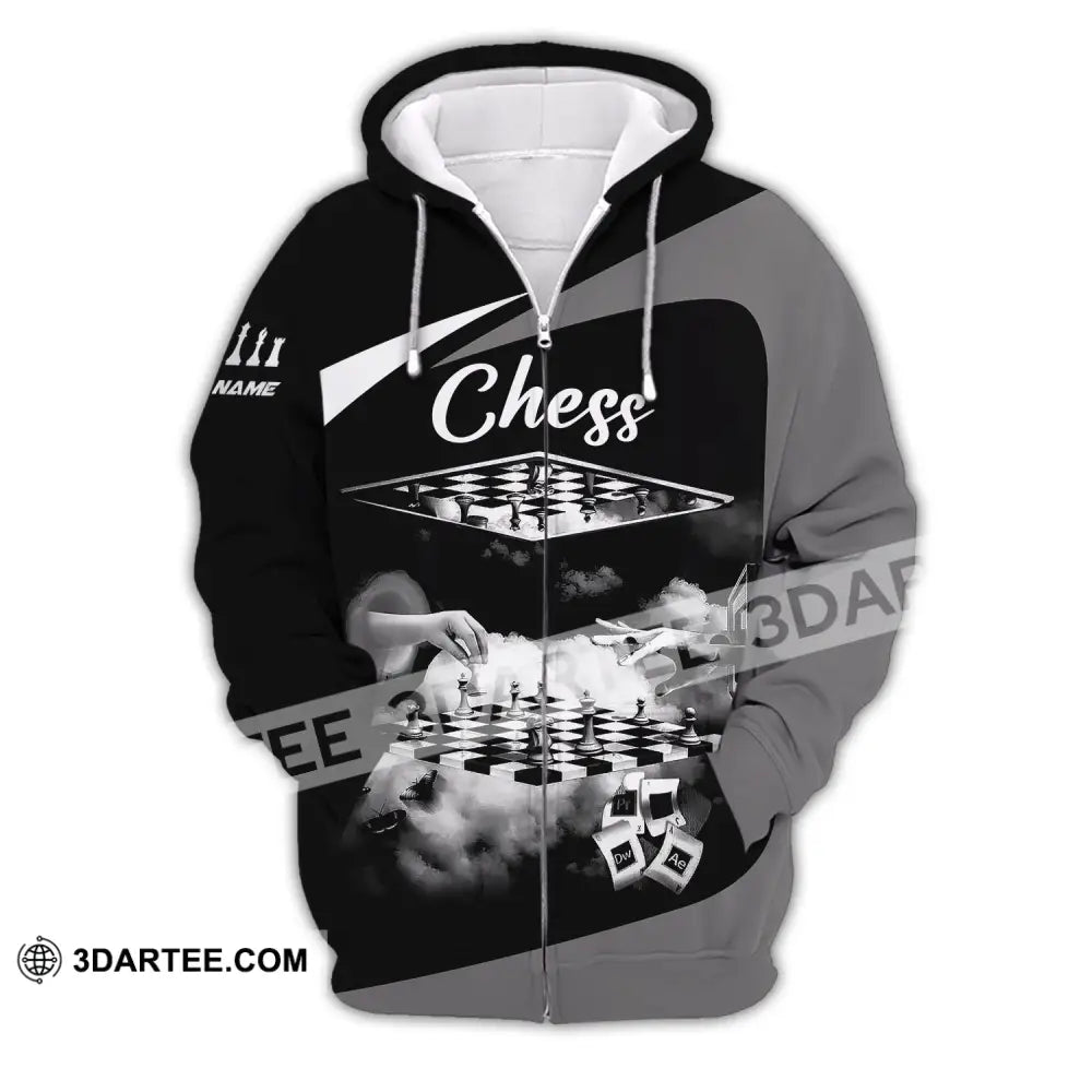 Unisex Shirt Custom Name Chess T-Shirt Player Club Checkmate Polo Zipper Hoodie / S