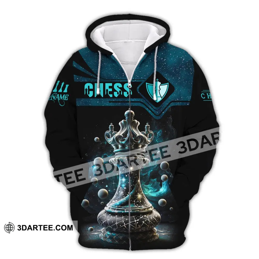 Unisex Shirt Custom Name Chess T-Shirt Player Club Checkmate Zipper Hoodie / S