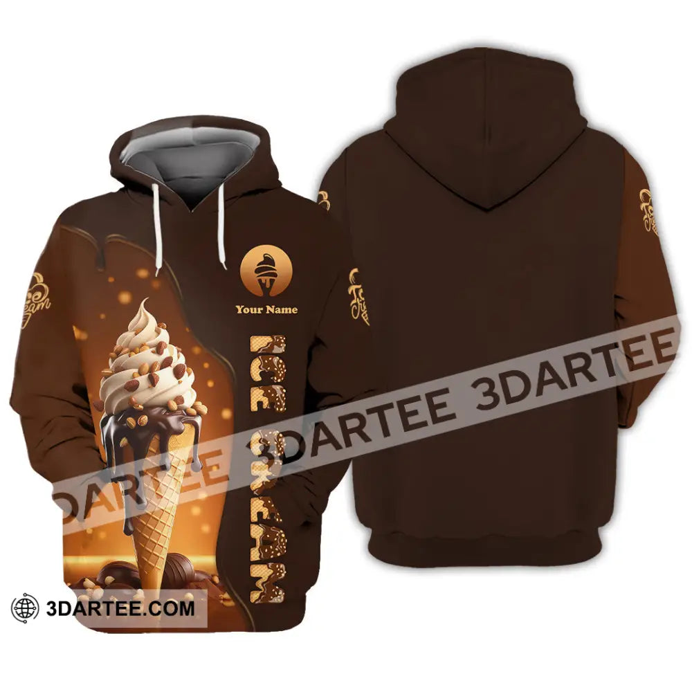 Unisex Shirt Custom Name Chocolate Ice Cream Lover Hoodie / S T-Shirt