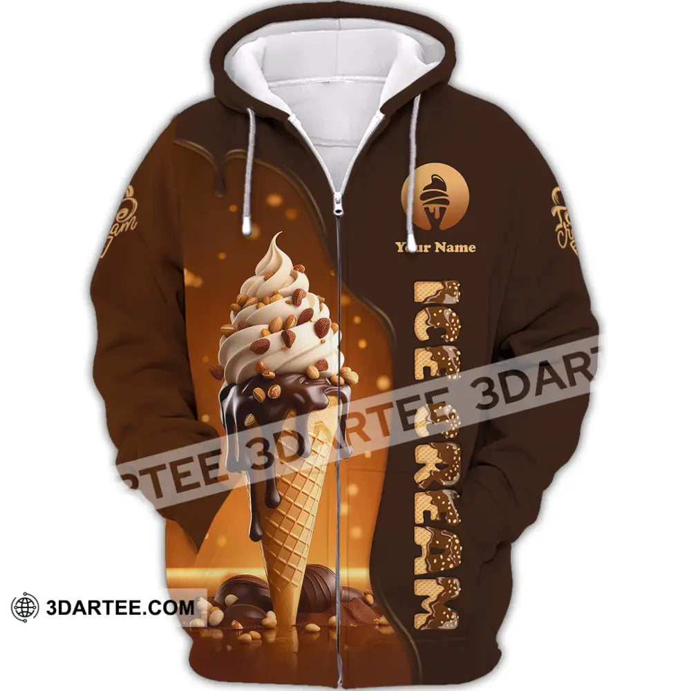 Unisex Shirt Custom Name Chocolate Ice Cream Lover Zipper Hoodie / S T-Shirt