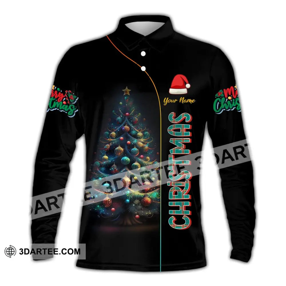 Unisex Shirt - Custom Name Christmas Night Long Sleeve Polo / S T-Shirt