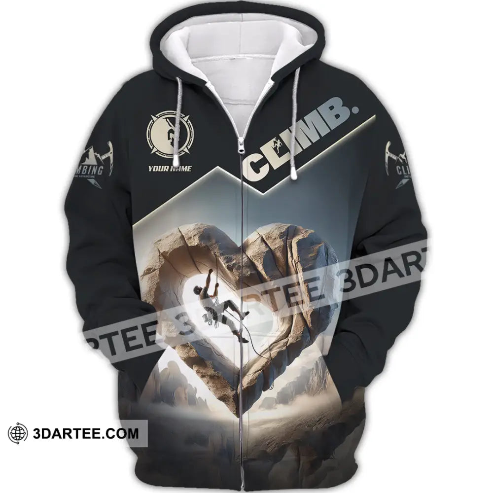 Unisex Shirt Custom Name Climb Long Sleeve T-Shirt Zipper Hoodie / S T-Shirt