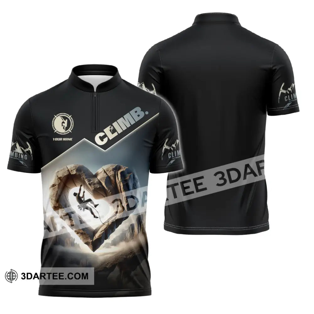 Unisex Shirt Custom Name Climb Long Sleeve T-Shirt Zipper Polo / S T-Shirt