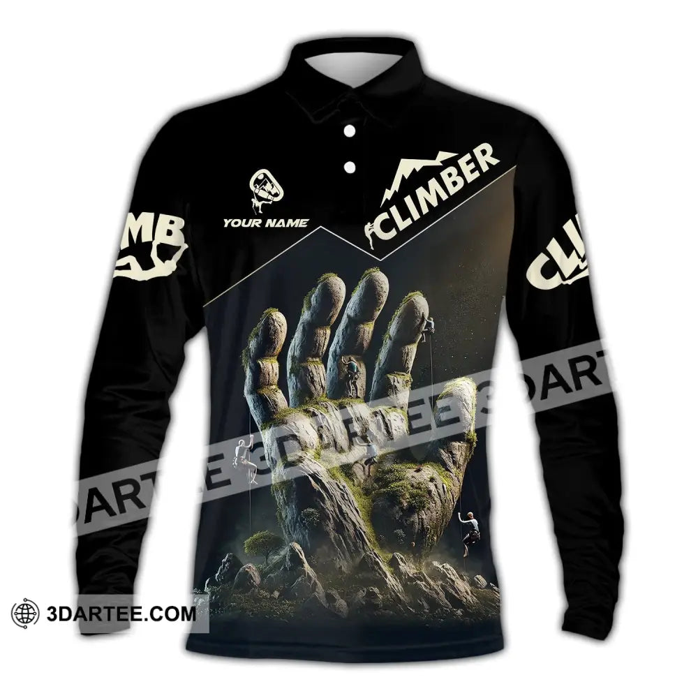 Unisex Shirt Custom Name Climbing Gift For Lover Long Sleeve Polo / S T-Shirt