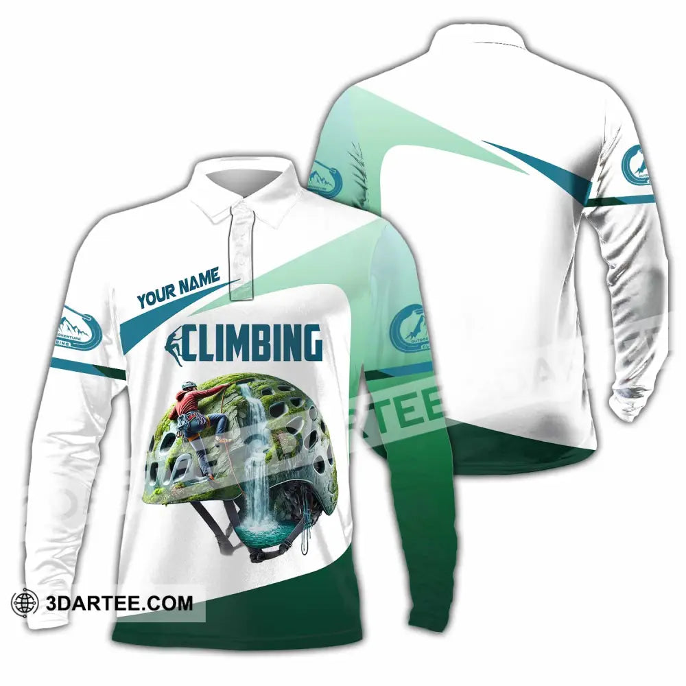 Unisex Shirt Custom Name Climbing Gift For Lover Long Sleeve Polo / S T-Shirt