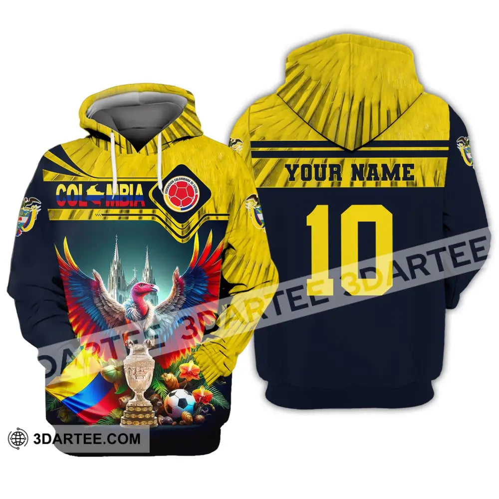 Unisex Shirt Custom Name Colombia Football Polo Copa 2024 Hoodie Long Sleeve / S T-Shirt