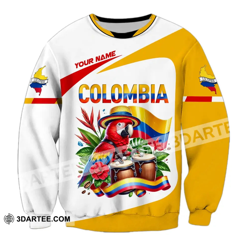 Unisex Shirt Custom Name Colombia Gift For Lover Long Sleeve / S T-Shirt