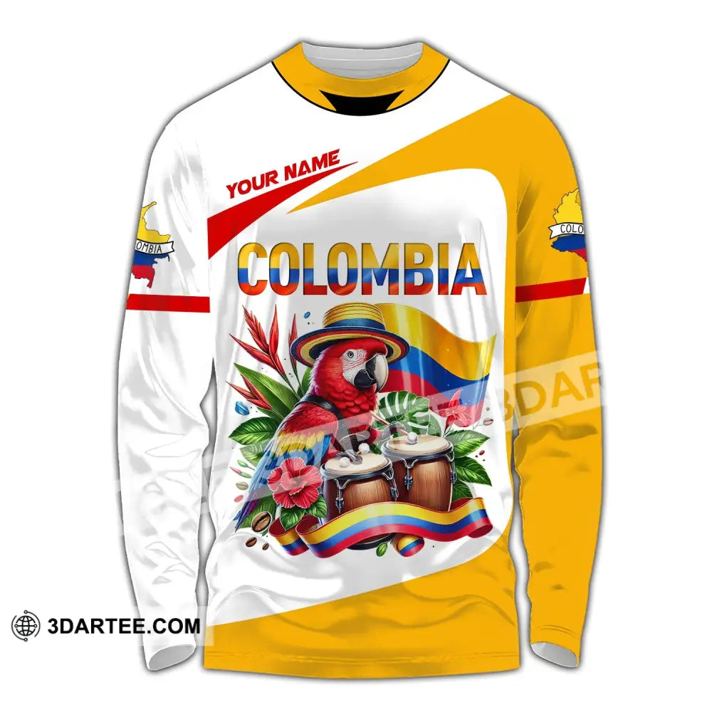 Unisex Shirt Custom Name Colombia Gift For Lover Long Sleeve / S T-Shirt