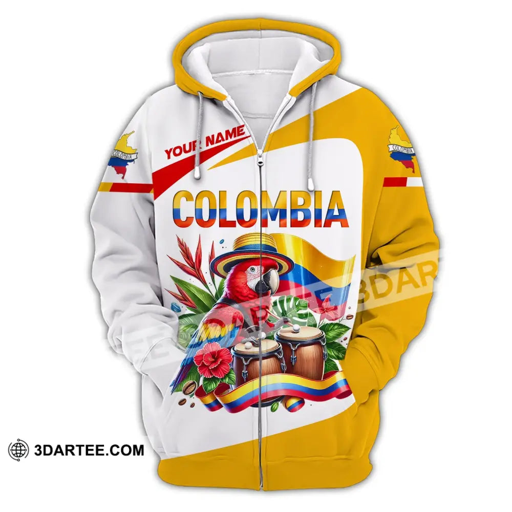 Unisex Shirt Custom Name Colombia Gift For Lover Zipper Hoodie / S T-Shirt