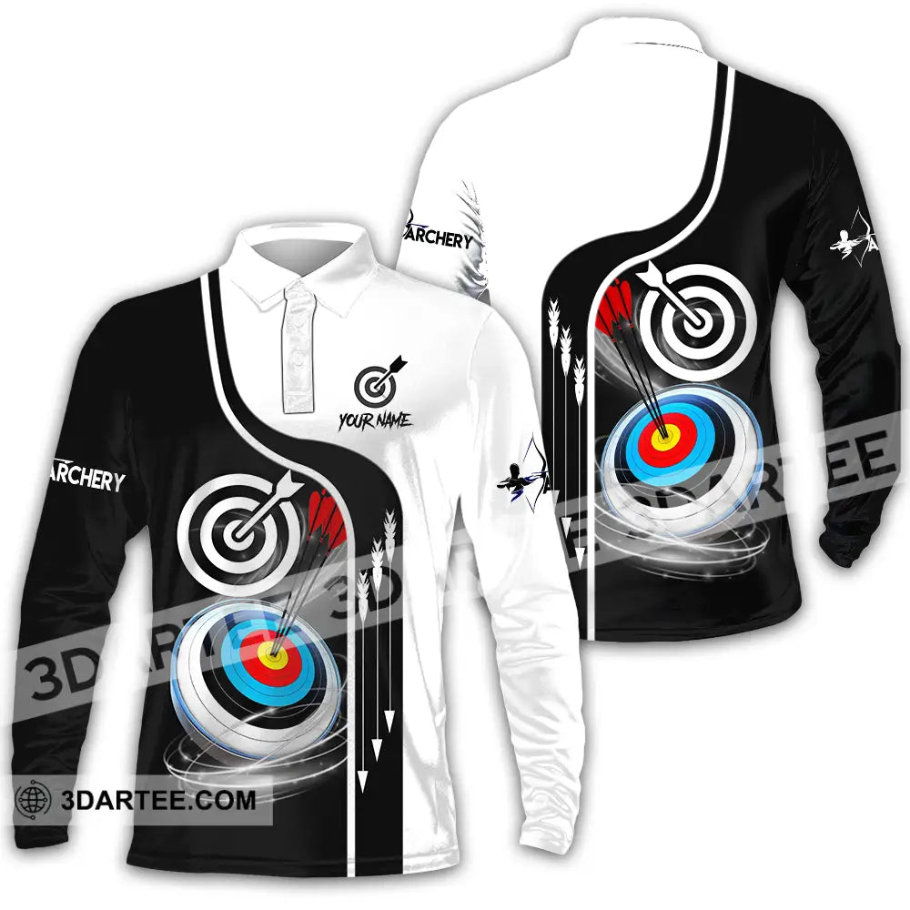 Unisex Shirt - Custom Name Color Sport Archery Classic Long Sleeve Polo / S T-Shirt