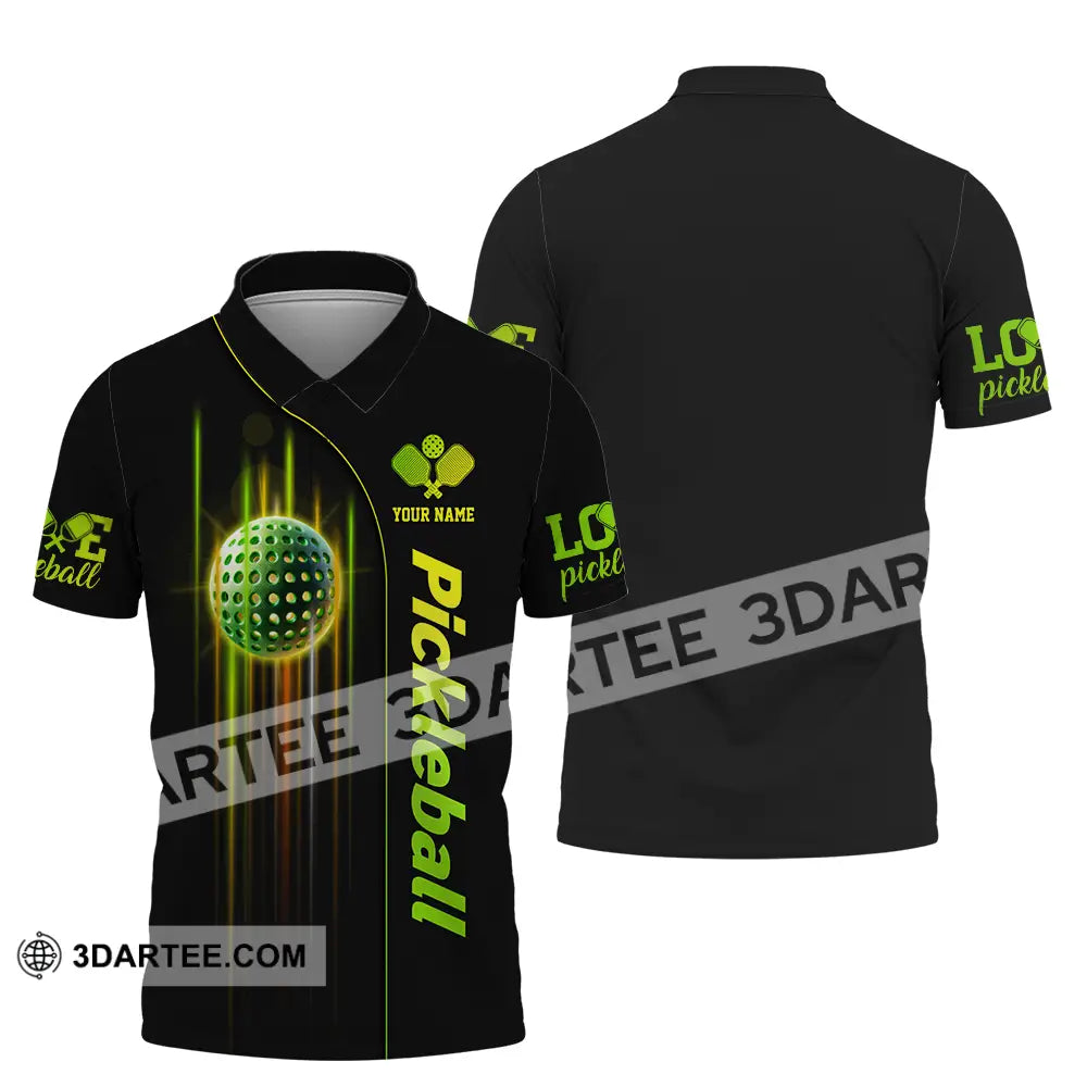 Unisex Shirt - Custom Name Colorful Line Pickleball Polo / S T-Shirt