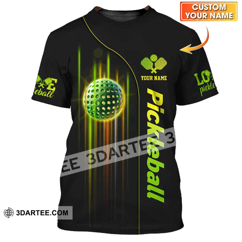 Unisex Shirt - Custom Name Colorful Line Pickleball T-Shirt