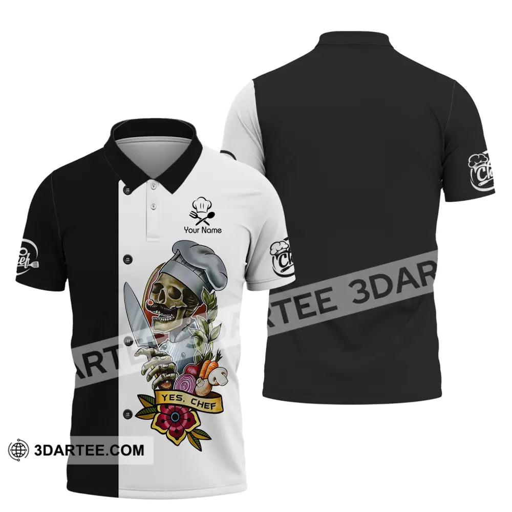 Unisex Shirt - Custom Name Cooking Lover Yes Skull Chef Polo / S T-Shirt