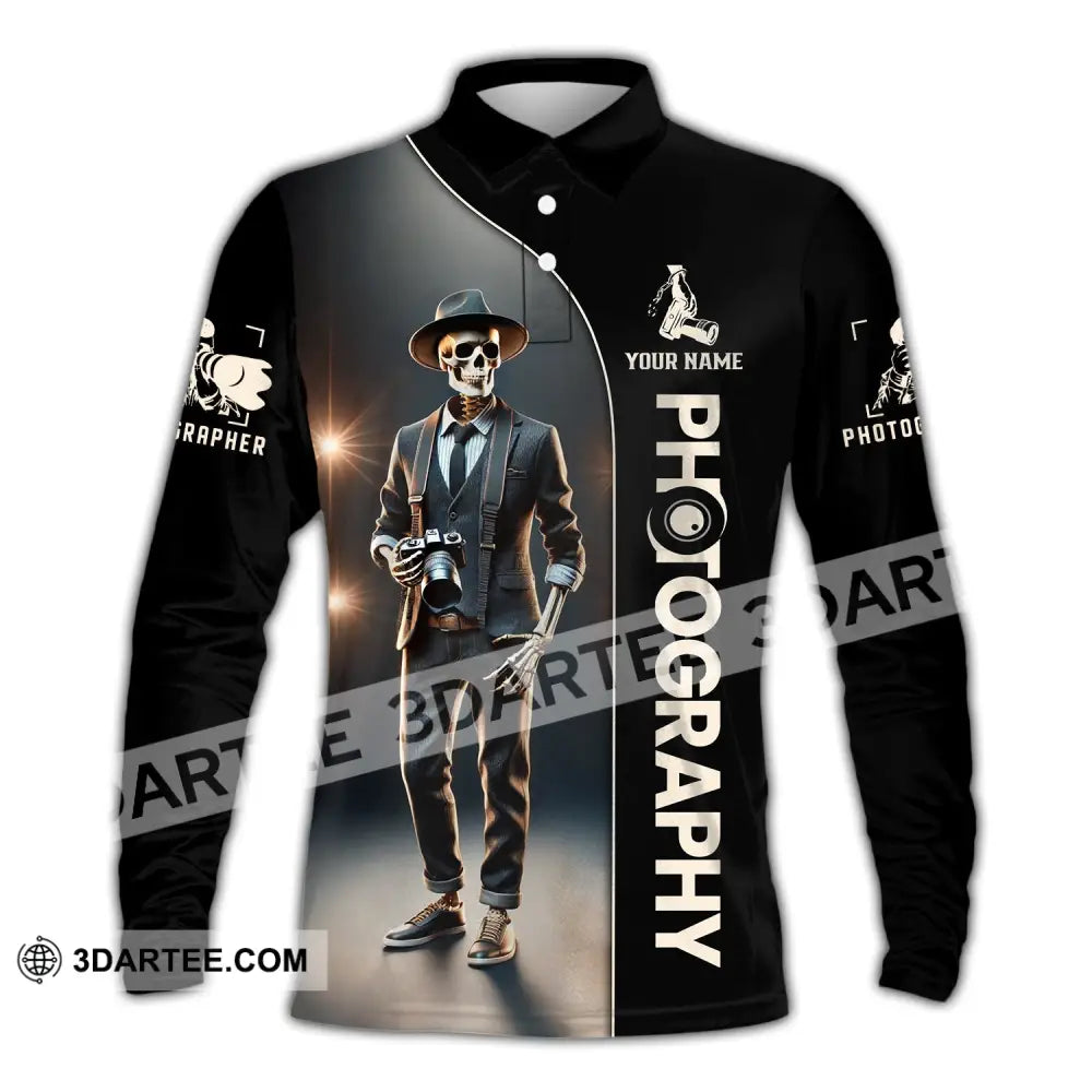 Unisex Shirt - Custom Name Cool Photography Long Sleeve Polo / S T-Shirt