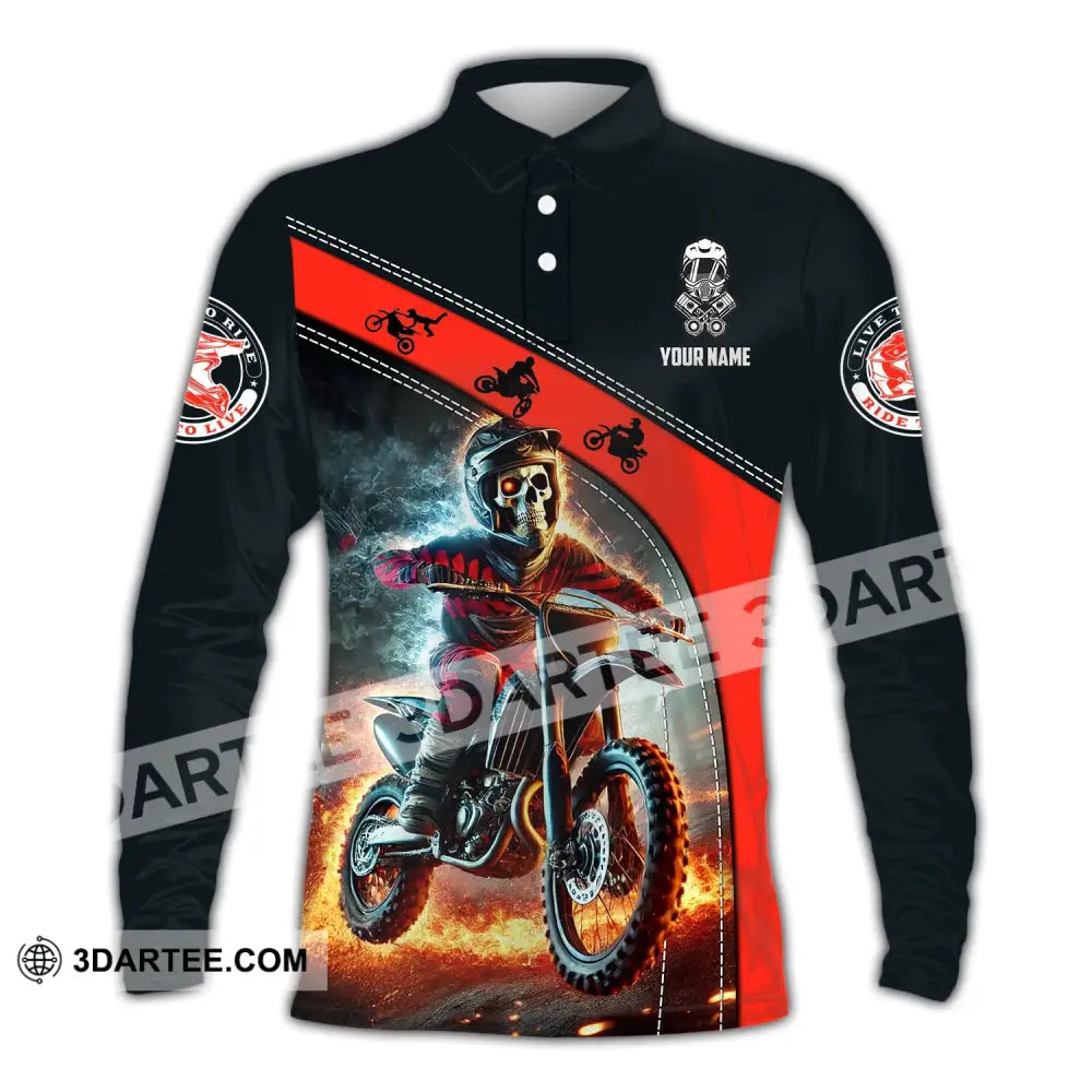 Unisex Shirt - Custom Name Cool Rider Long Sleeve Polo / S T-Shirt