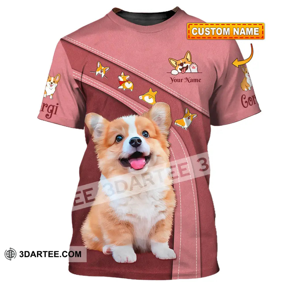 Unisex Shirt Custom Name Corgi Hoodie Polo Long Sleeve Lover T-Shirt