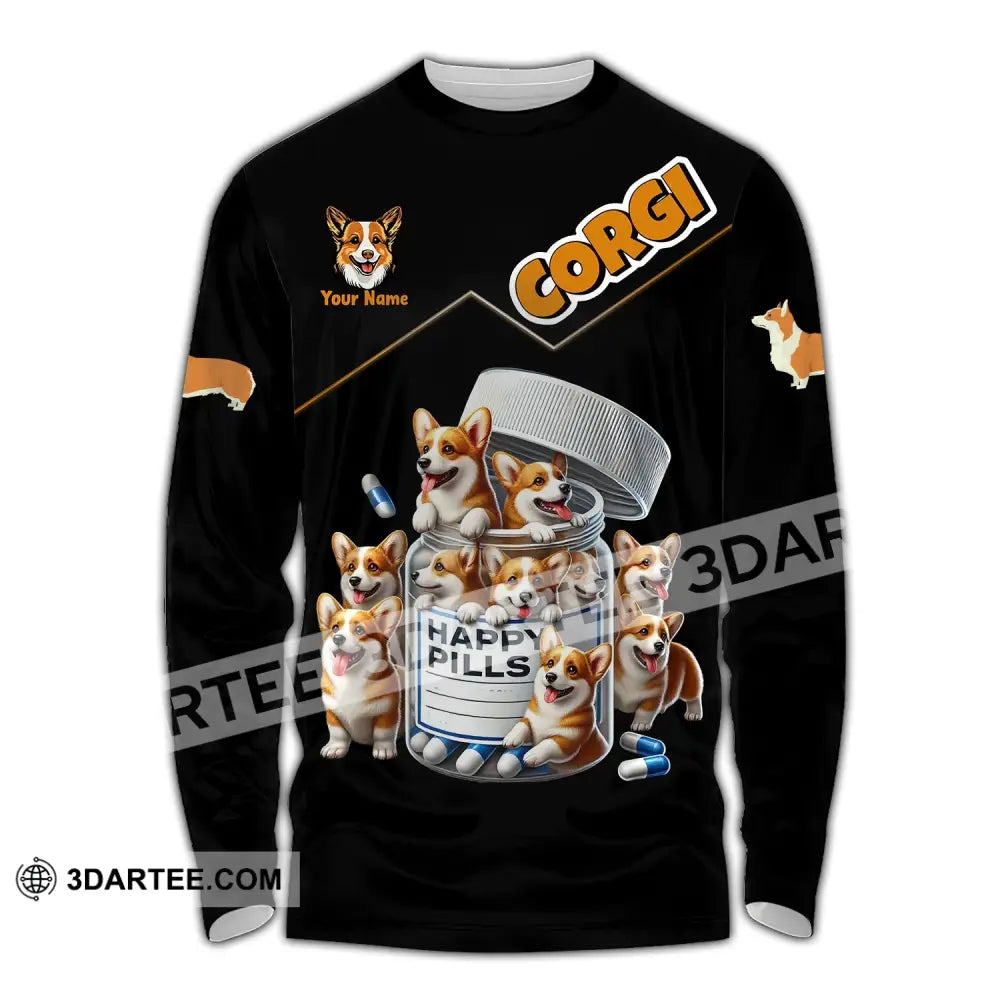 Unisex Shirt - Custom Name Corgi Lover Long Sleeve / S T-Shirt