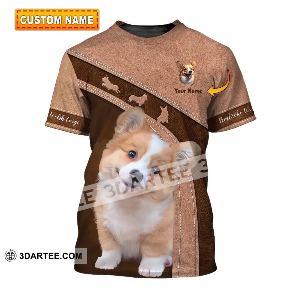 Unisex Shirt Custom Name Corgi T-Shirt For Dog Lover Pet Apparel T-Shirt