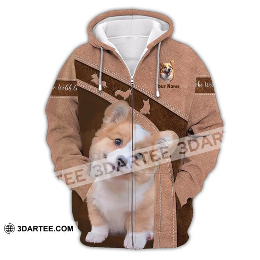 Unisex Shirt Custom Name Corgi T-Shirt For Dog Lover Pet Apparel Zipper Hoodie / S T-Shirt