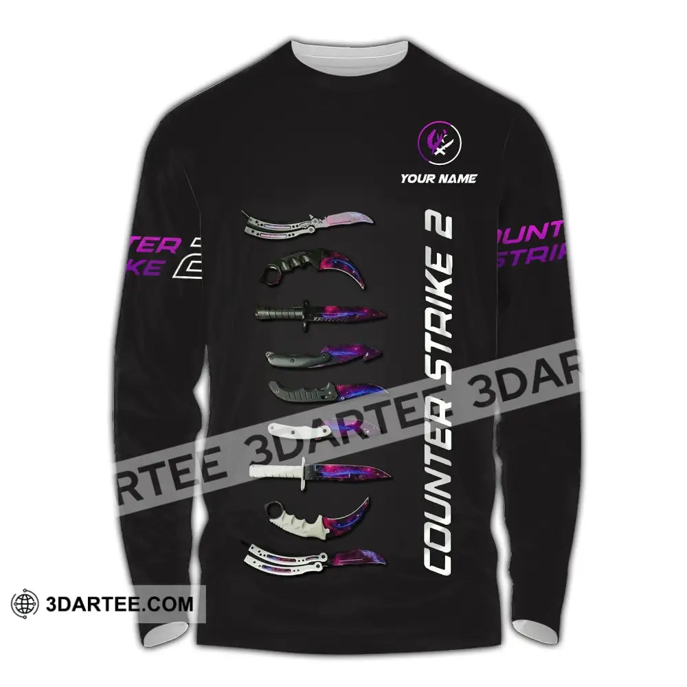 Unisex Shirt - Custom Name Counter Strike 2 Long Sleeve / S T-Shirt