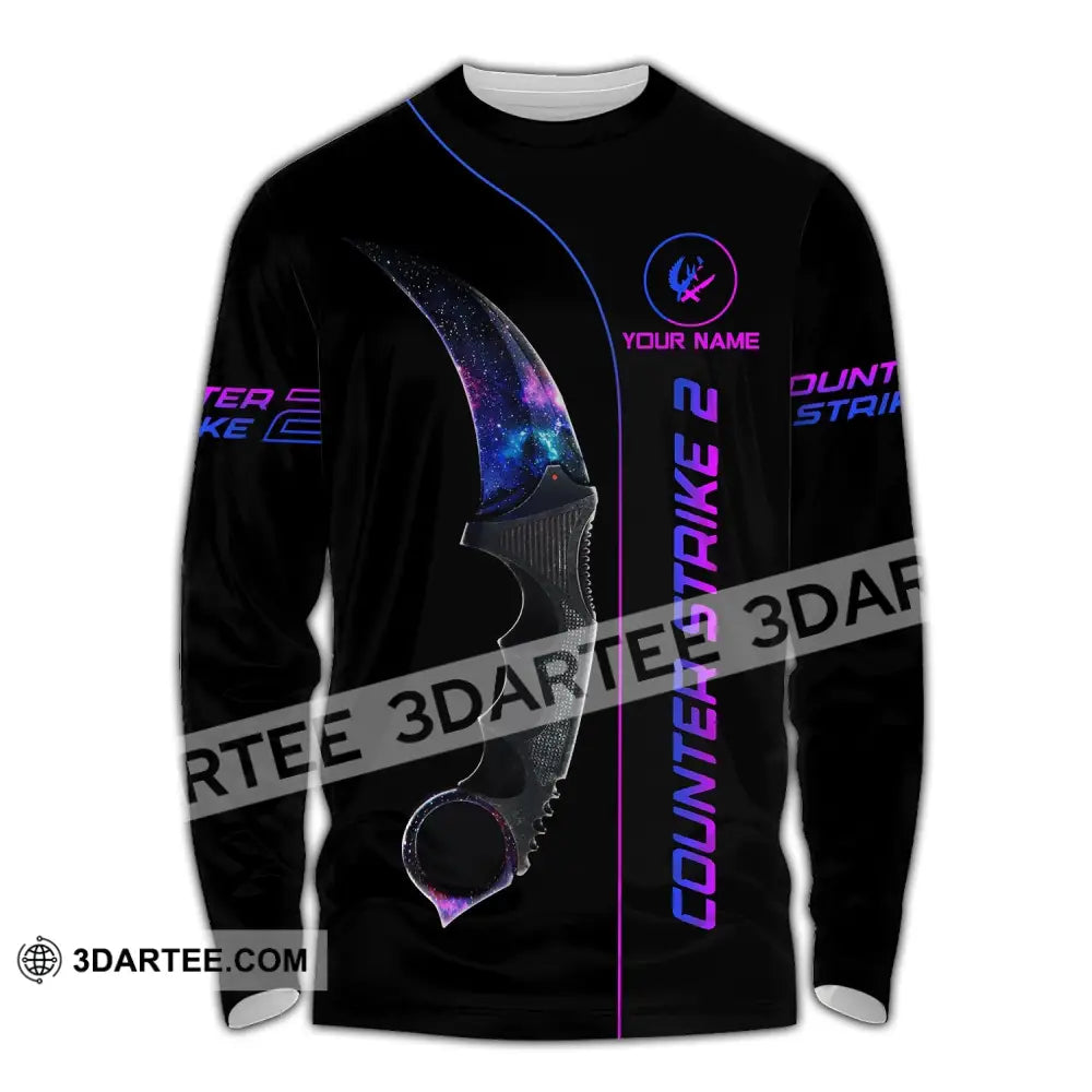 Unisex Shirt - Custom Name Counter Strike Galaxy Long Sleeve / S T-Shirt