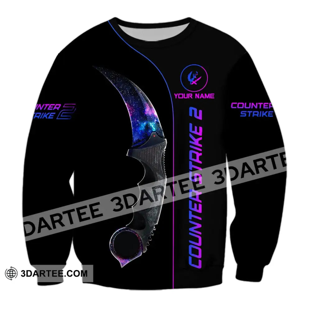 Unisex Shirt - Custom Name Counter Strike Galaxy Long Sleeve / S T-Shirt