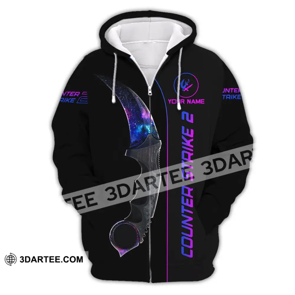 Unisex Shirt - Custom Name Counter Strike Galaxy Zipper Hoodie / S T-Shirt