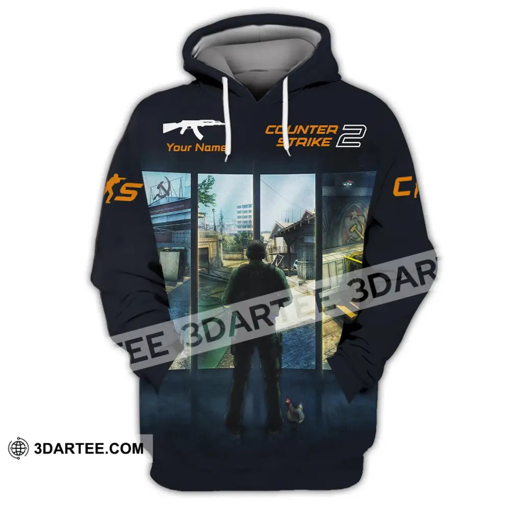 Unisex Shirt Custom Name Counter Strike Game Hoodie Polo Long Sleeve / S T-Shirt