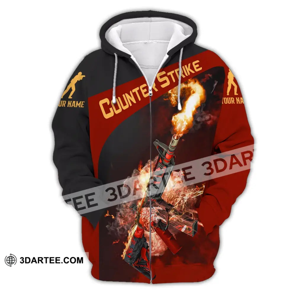 Unisex Shirt Custom Name Counter Strike Game Hoodie Polo Long Sleeve Zipper / S T-Shirt