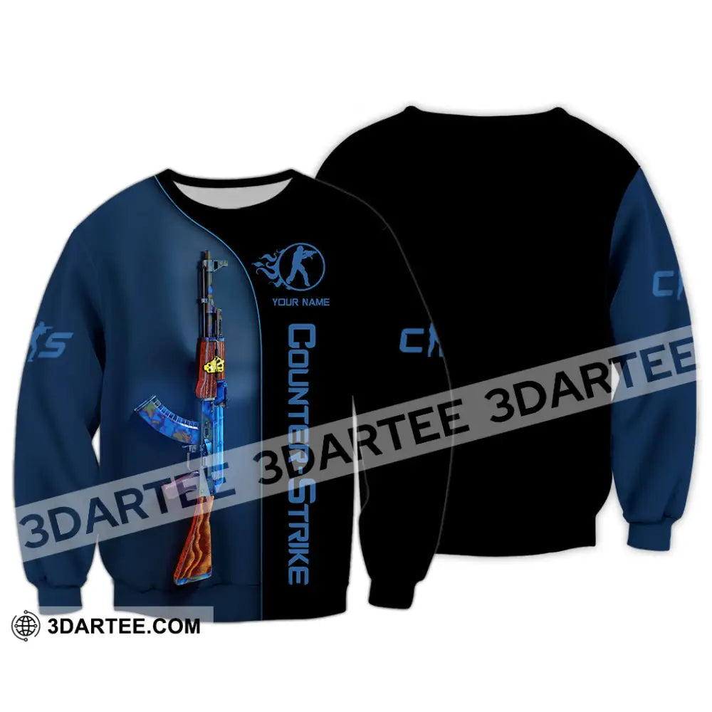 Unisex Shirt Custom Name Counter Strike Game T-Shirt Gamer Gift Long Sleeve / S T-Shirt