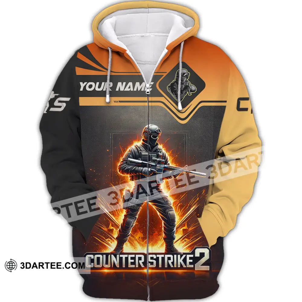 Unisex Shirt Custom Name Counter Strike Game T-Shirt Gamer Gift Zipper Hoodie / S T-Shirt