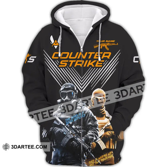 Unisex Shirt Custom Name Counter Strike Game T-Shirt Gamer Gift Zipper Hoodie / S T-Shirt