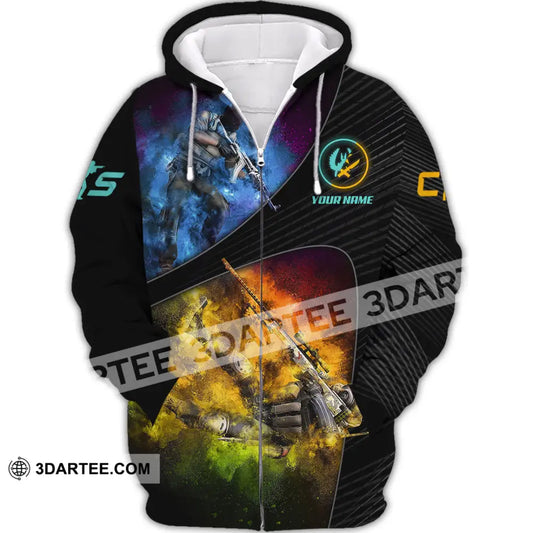 Unisex Shirt Custom Name Counter Strike Game T-Shirt Gamer Gift Zipper Hoodie / S T-Shirt