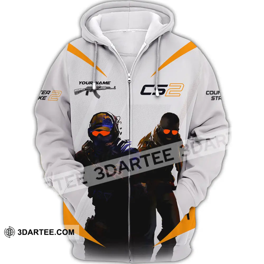 Unisex Shirt Custom Name Counter Strike Game T-Shirt Gamer Gift Zipper Hoodie / S T-Shirt