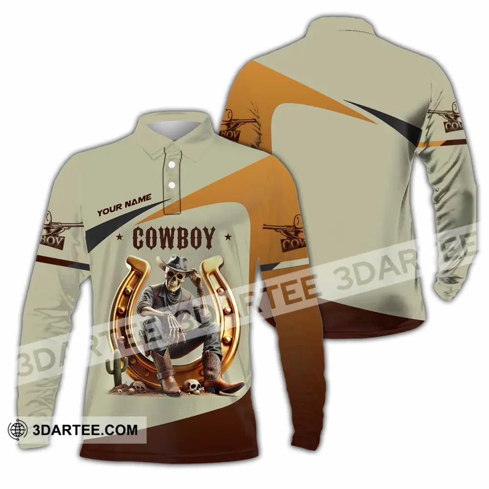 Unisex Shirt Custom Name Cowboy Lover T-Shirt Long Sleeve Polo / S T-Shirt