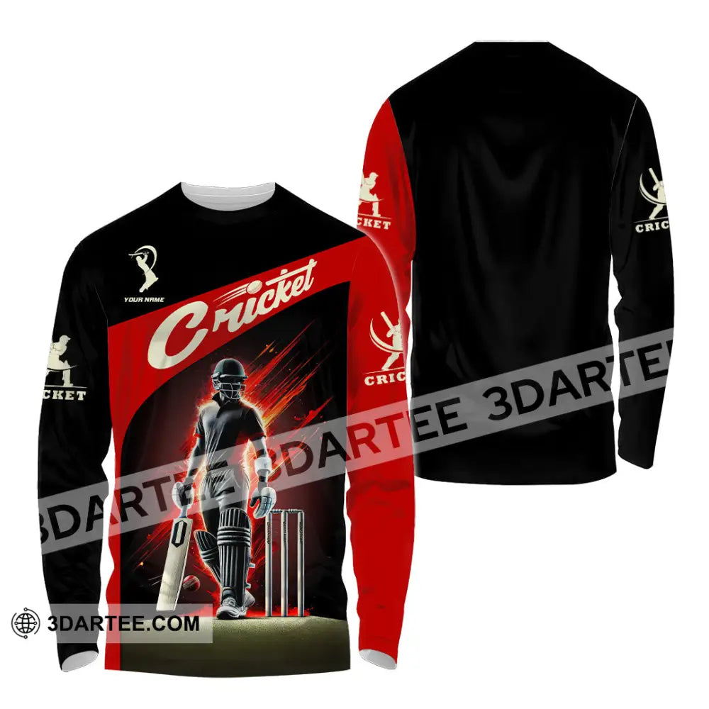 Unisex Shirt Custom Name Cricket Ball Lover Gift Long Sleeve / S T-Shirt