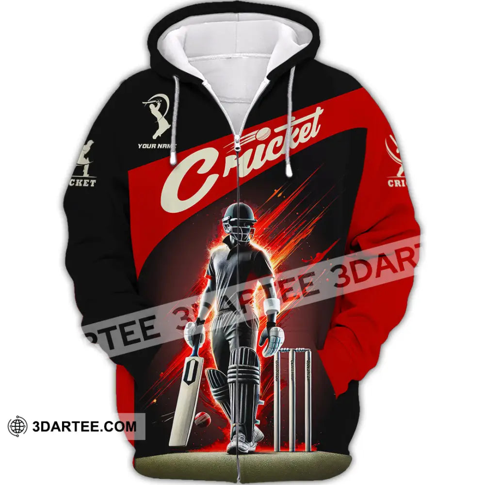 Unisex Shirt Custom Name Cricket Ball Lover Gift Zipper Hoodie / S T-Shirt