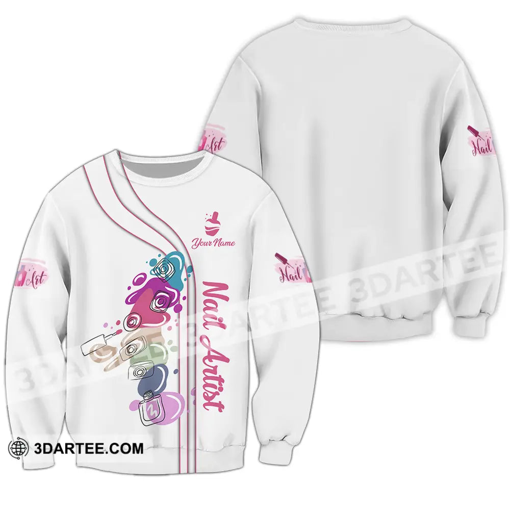 Unisex Shirt - Custom Name Cute Nails Artist Long Sleeve / S T-Shirt