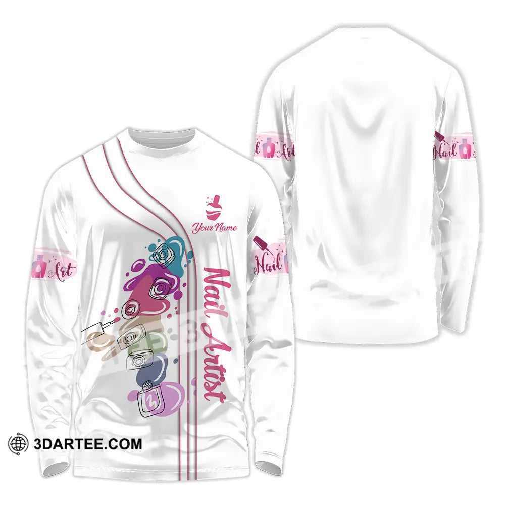 Unisex Shirt - Custom Name Cute Nails Artist Long Sleeve / S T-Shirt