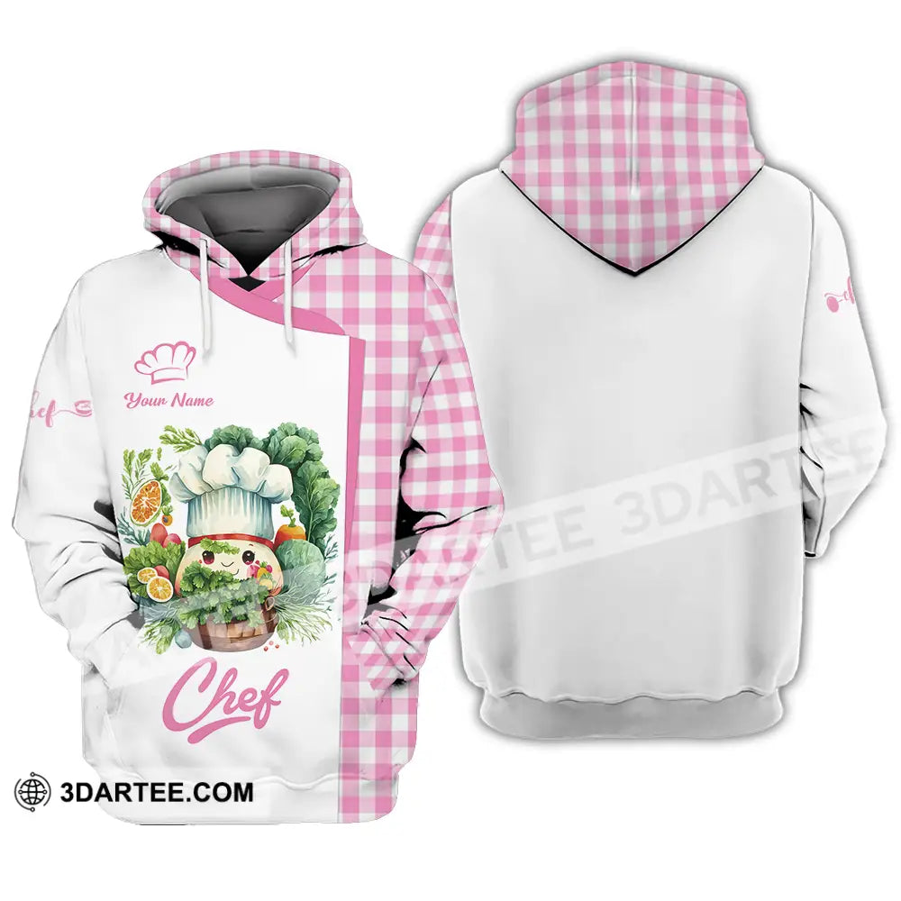 Unisex Shirt - Custom Name Cute Pink Chef Hoodie / S T-Shirt