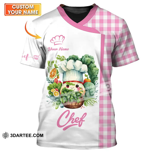 Unisex Shirt - Custom Name Cute Pink Chef T-Shirt