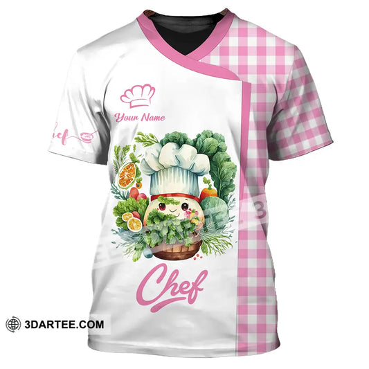 Unisex Shirt - Custom Name Cute Pink Chef T-Shirt / S T-Shirt