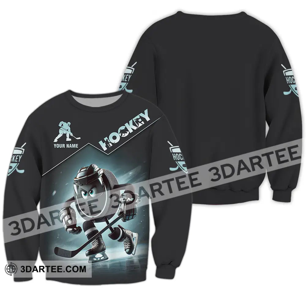 Unisex Shirt - Custom Name Dark Hockey Long Sleeve / S T-Shirt