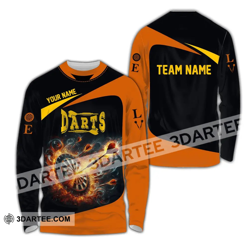 Unisex Shirt Custom Name Dart Darts T-Shirt Gift For Lover Gamer Long Sleeve / S T-Shirt