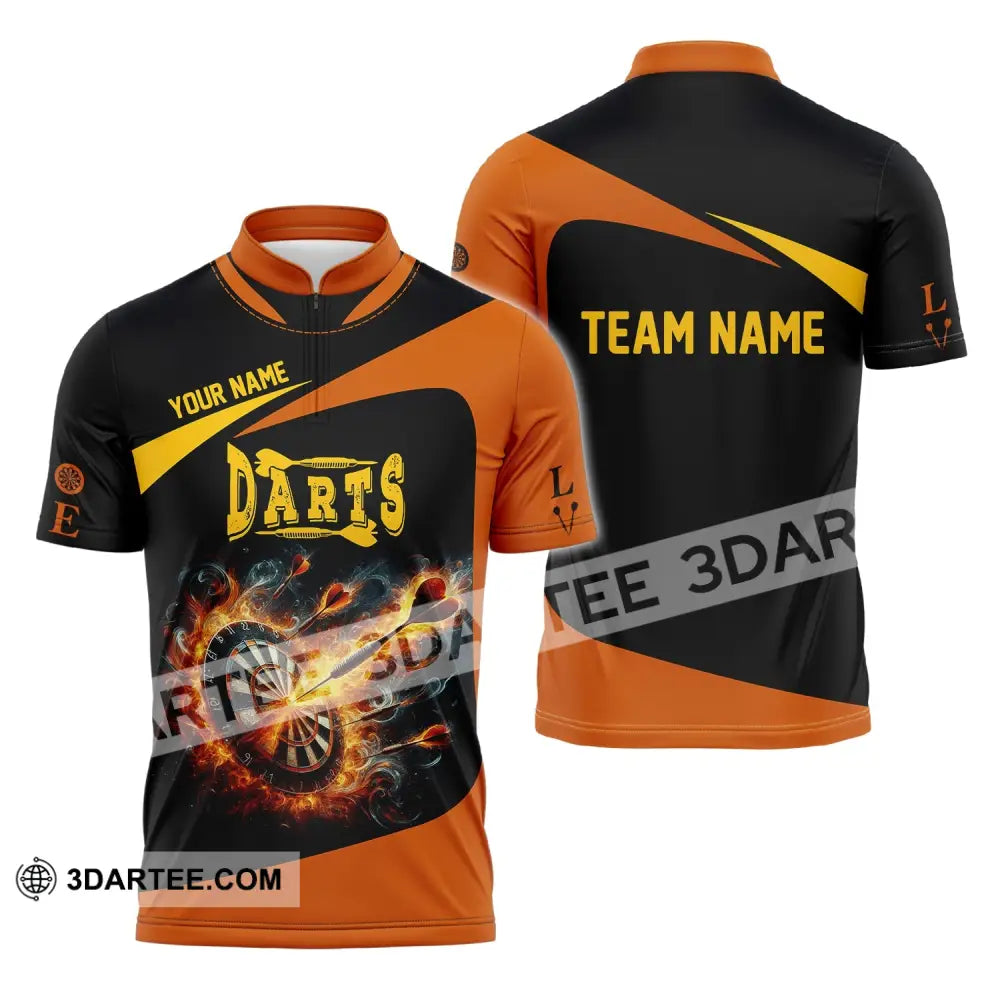 Unisex Shirt Custom Name Dart Darts T-Shirt Gift For Lover Gamer Zipper Polo / S T-Shirt