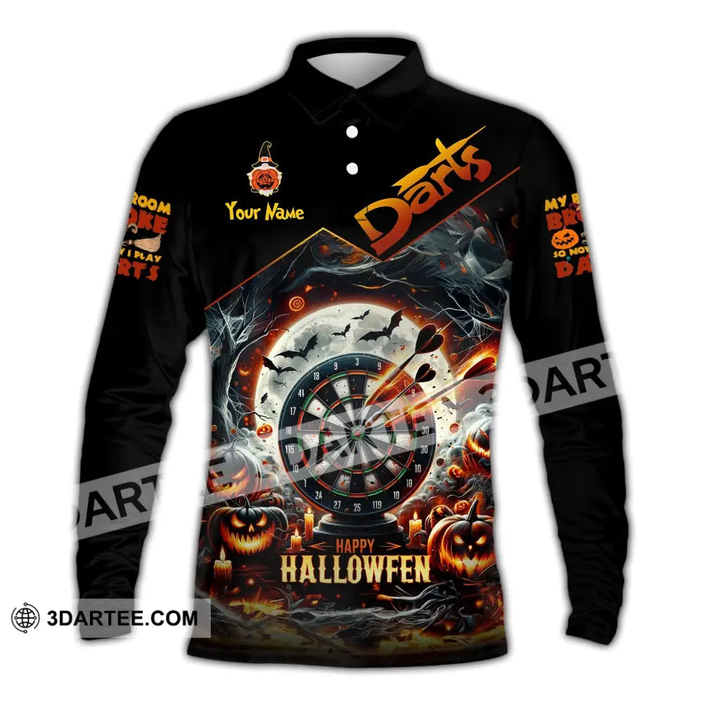 Unisex Shirt Custom Name Dart Halloween Darts T-Shirt Gift For Lover Gamer Long Sleeve Polo / S