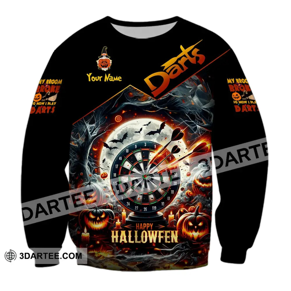 Unisex Shirt Custom Name Dart Halloween Darts T-Shirt Gift For Lover Gamer Long Sleeve / S T-Shirt